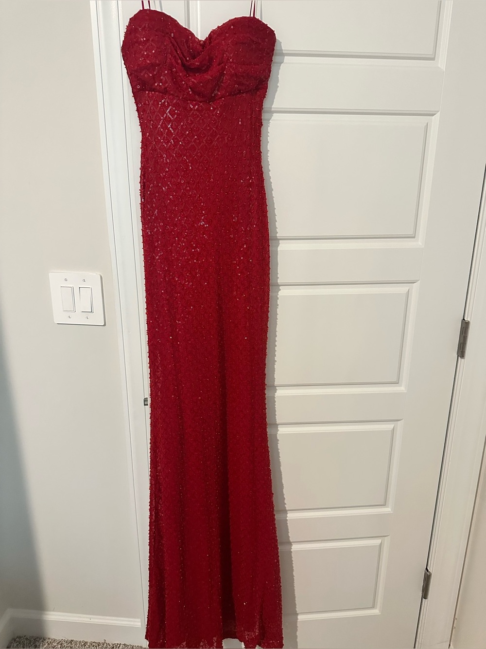 Lovely Day Red Sequin Strapless Dress